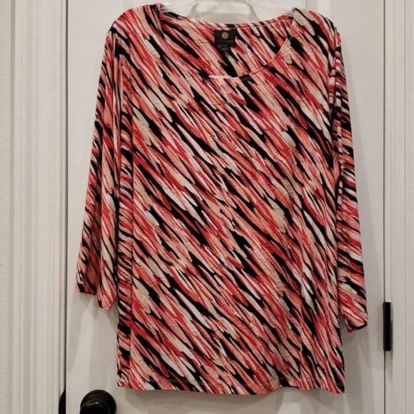 Bright Jacquard Blouse JM Collection Womens Plus Size 3X - Picture 3 of 11